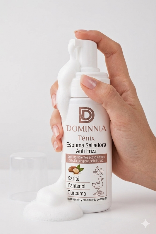 DOMINNIA Fénix – Espuma Selladora Anti-Frizz con Efecto Regenerador – 150ml