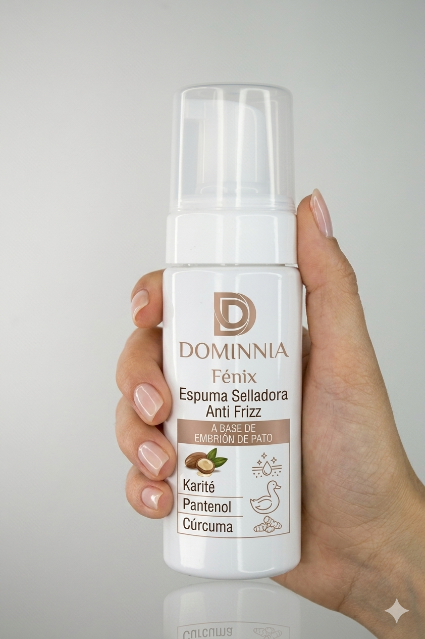 DOMINNIA Fénix – Espuma Selladora Anti-Frizz con Efecto Regenerador – 150ml