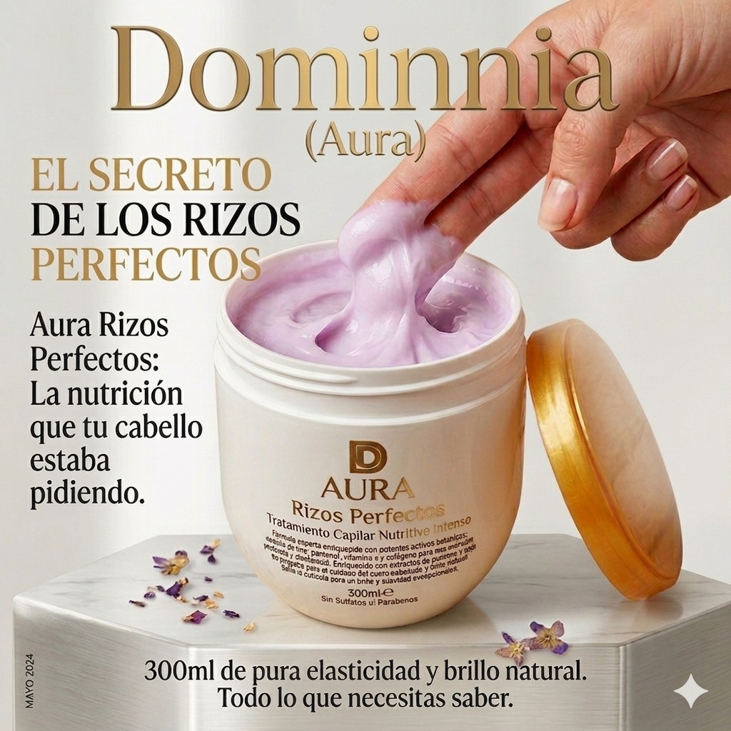 Aura Tratamiento Capilar Rizos Perfectos: Definición, Nutrición Profunda y Control del Frizz sin Esfuerzo.