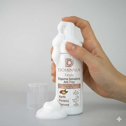 DOMINNIA Fénix – Espuma Selladora Anti-Frizz con Efecto Regenerador – 150ml